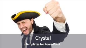  Presentation with pirate - Slides having pirate businessman shouting isolated on white background and a dark gray colored foreground