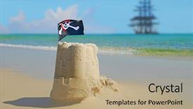  Presentation with pirate - Colorful presentation enhanced with pirate sand castle with pirate backdrop and a coral colored foreground