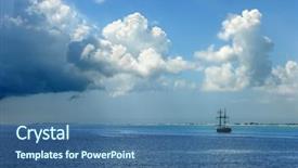  Presentation with ship storm - Theme enhanced with pirate ship sailing on caribbean background and a ocean colored foreground