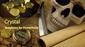  Presentation with pirate treasure map - Presentation theme having pirate treasure old brass compass background and a tawny brown colored foreground