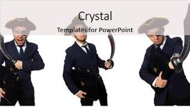  Presentation with sword - Slide deck consisting of pirate with briefcase and sword background and a light gray colored foreground