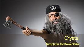  Presentation with pirate - Slide deck with pirates carribean party - man in pirate costume isolated background and a tawny brown colored foreground