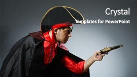  Presentation with pirate - Slides with pirates carribean party - man pirate against dark background background and a dark gray colored foreground