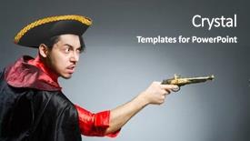  Presentation with pirate - Beautiful theme featuring pirates carribean party - man pirate against dark background backdrop and a dark gray colored foreground