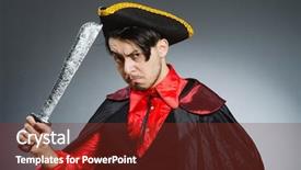  Presentation with pirate anchor - Colorful presentation design enhanced with pirates carribean party - man pirate against dark background backdrop and a tawny brown colored foreground