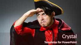  Presentation with pirate - Beautiful presentation design featuring pirates carribean party - man pirate against dark background backdrop and a wine colored foreground