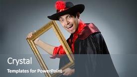  Presentation with prehistoric man - Cool new PPT layouts with pirates carribean party - man pirate against dark background backdrop and a gray colored foreground