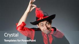  Presentation with pirate - PPT theme with pirates carribean party - man pirate against dark background background and a gray colored foreground