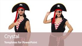  Presentation with pirate - PPT theme with pirates carribean party - man pirate isolated background and a coral colored foreground