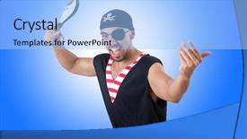  Presentation with brown sugar isolated on white - Slide deck enhanced with pirates carribean party - one eyed pirate isolated background and a  colored foreground