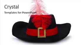  Presentation with pirate - Beautiful slide deck featuring pirates carribean party - pirate hat isolated on white backdrop and a white colored foreground