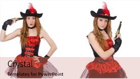  Presentation with pirate - Colorful presentation theme enhanced with pirates carribean party - woman pirate with gun isolated backdrop and a  colored foreground