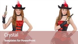  Presentation with white and black woman climbing ladders - Beautiful theme featuring pirates carribean party - woman pirate with gun isolated backdrop and a  colored foreground