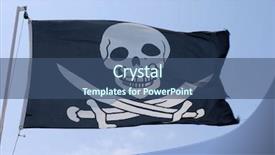  Presentation with sky blue - Beautiful presentation theme featuring pirates flag over blue sky backdrop and a ocean colored foreground