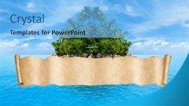  Presentation with map - PPT theme featuring pirates-map-banner-over-tropical background and a light blue colored foreground