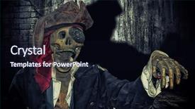  Presentation with pirate - Presentation design with pirates ship - skeleton in pirate suit indoor background and a wine colored foreground