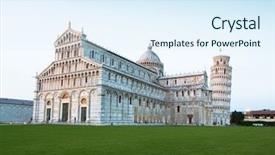  Presentation with tower - Slides having pisa cathedral and the leaning background and a sky blue colored foreground