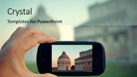  Presentation with italy art - Audience pleasing PPT theme consisting of pisa cityscape in a smart backdrop and a soft green colored foreground