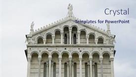  Presentation with square - Theme featuring pisa-detail-on-top background and a sky blue colored foreground
