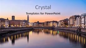  Presentation with dusk - Presentation design enhanced with pisa-italy-skyline background and a light blue colored foreground
