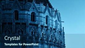  Presentation with church - Cool new PPT theme with pisa-piazza-dei-miracoli backdrop and a navy blue colored foreground