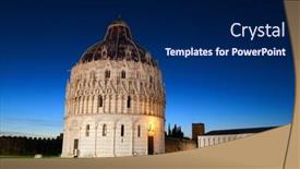  Presentation with church dove - Colorful slide set enhanced with pisa-piazza-dei-miracoli backdrop and a navy blue colored foreground