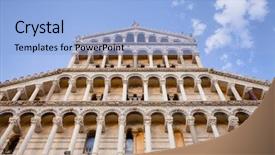  Presentation with roman catholic - Colorful theme enhanced with pisan romanesque facade of medieval backdrop and a light blue colored foreground