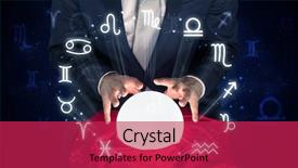  Presentation with magic crystal ball - Slides with pisces - young handsome astronaut looking background and a red colored foreground