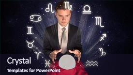  Presentation with magic crystal ball - Audience pleasing slides consisting of pisces - young handsome astronaut looking backdrop and a  colored foreground
