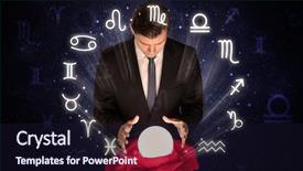  Presentation with magic crystal ball - PPT theme enhanced with pisces - young handsome astronaut looking background and a  colored foreground