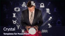  Presentation with magic crystal ball - Cool new presentation theme with pisces - young handsome astronaut looking backdrop and a  colored foreground