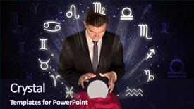  Presentation with magic crystal ball - Beautiful presentation featuring pisces - young handsome astronaut looking backdrop and a  colored foreground