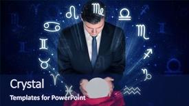  Presentation with magic crystal ball - Presentation theme with pisces - young handsome astronaut looking background and a navy blue colored foreground