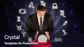  Presentation with magic crystal ball - Presentation theme enhanced with pisces - young handsome astronaut looking background and a wine colored foreground