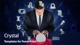  Presentation with magic crystal ball - Amazing PPT layouts having pisces - young handsome astronaut looking backdrop and a navy blue colored foreground