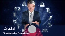  Presentation with magic crystal ball - PPT layouts featuring pisces - young handsome astronaut looking background and a navy blue colored foreground