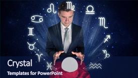  Presentation with magic crystal ball - Theme having pisces - young handsome astronaut looking background and a navy blue colored foreground