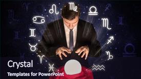  Presentation with magic crystal ball - Theme with pisces - young handsome astronaut looking background and a wine colored foreground