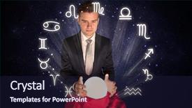  Presentation with magic crystal ball - Audience pleasing slide deck consisting of pisces - young handsome astronaut looking backdrop and a wine colored foreground