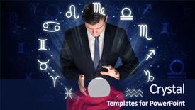  Presentation with magic crystal ball - Cool new theme with pisces - young handsome astronaut looking backdrop and a navy blue colored foreground