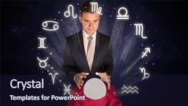  Presentation with magic crystal ball - Audience pleasing slide set consisting of pisces - young handsome astronaut looking backdrop and a wine colored foreground