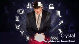  Presentation with magic crystal ball - Audience pleasing presentation design consisting of pisces - young handsome astronaut looking backdrop and a wine colored foreground