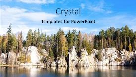  Presentation with rocks - Presentation theme having piskovna-lake-teplice-adrspach-rocks background and a light blue colored foreground