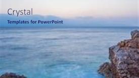  Presentation with beach - Slides featuring piso-livadi-beach-on-paros background and a sky blue colored foreground