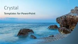  Presentation with beach - Slides with piso-livadi-beach-on-paros background and a sky blue colored foreground