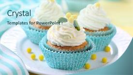  Presentation with events and decoration - Colorful slide set enhanced with pistache - beautiful cupcakes with cream backdrop and a  colored foreground