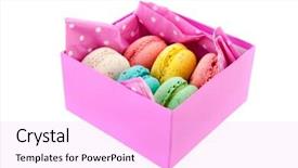  Presentation with box - PPT layouts having pistache - colorful box french macaroons isolated background and a lavender colored foreground