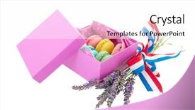  Presentation with newborn lavender - Beautiful slide set featuring pistache - colorful box french macaroons backdrop and a  colored foreground