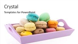  Presentation with colorful - Slide set enhanced with pistache - colorful tray french macaroons isolated background and a white colored foreground