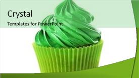  Presentation with cupcake - PPT theme having pistachio cupcake isolated on white background and a seafoam green colored foreground